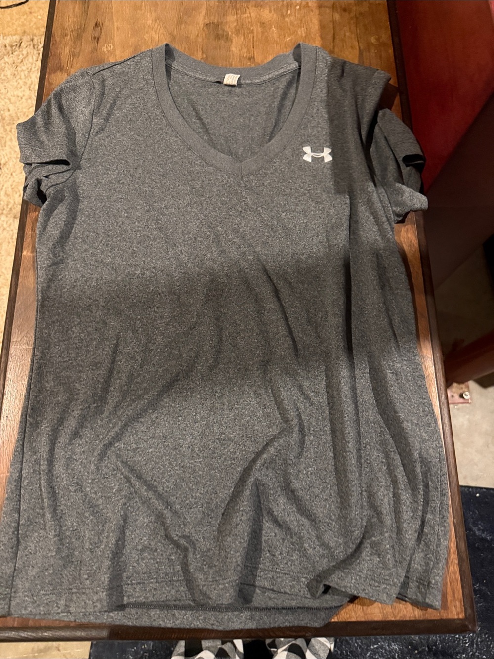 Under Armour Women's Dark Gray Heather V-Neck Performance Tee